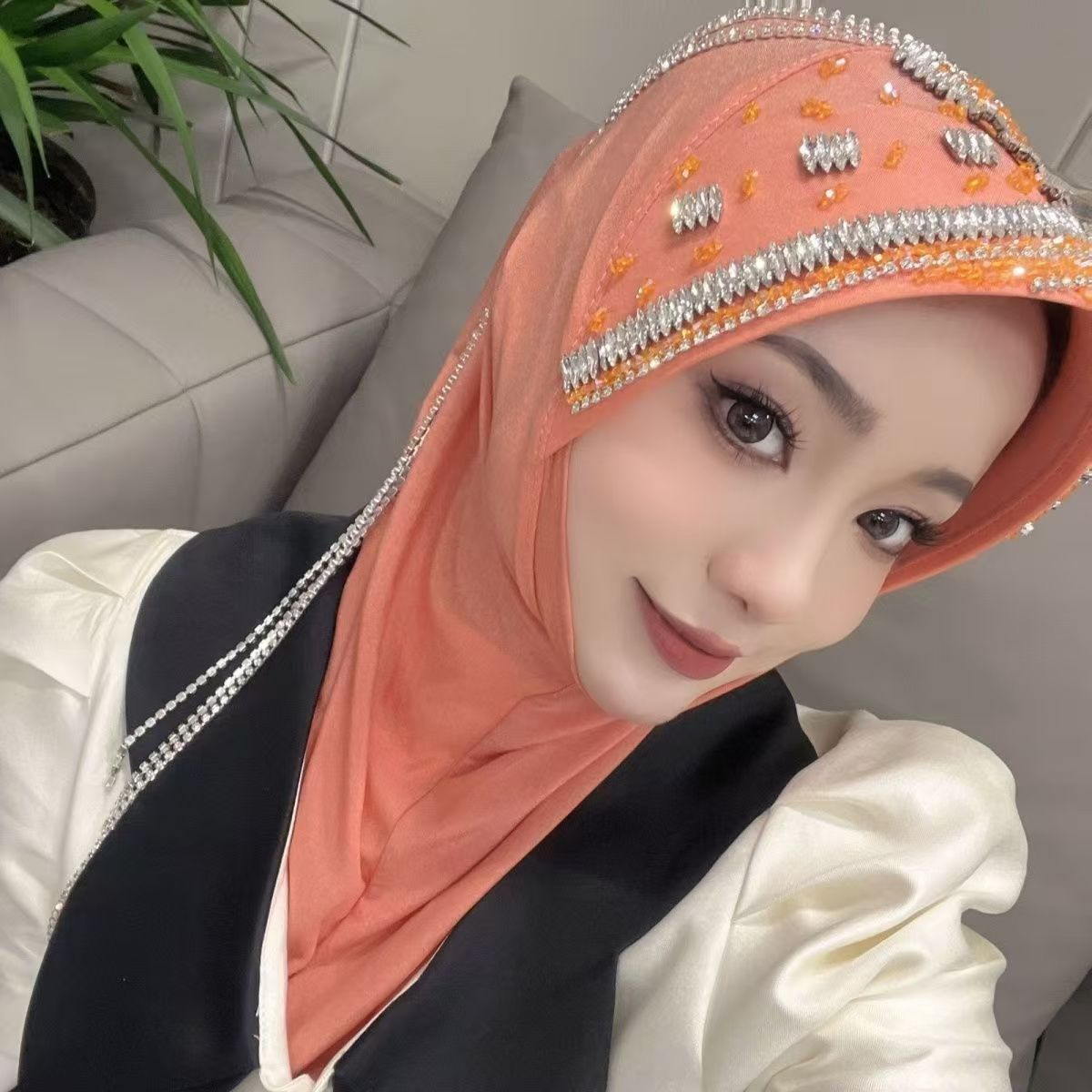 Ethnic Fashion For Women - Luxury Hat Hijab Pink Scarf with