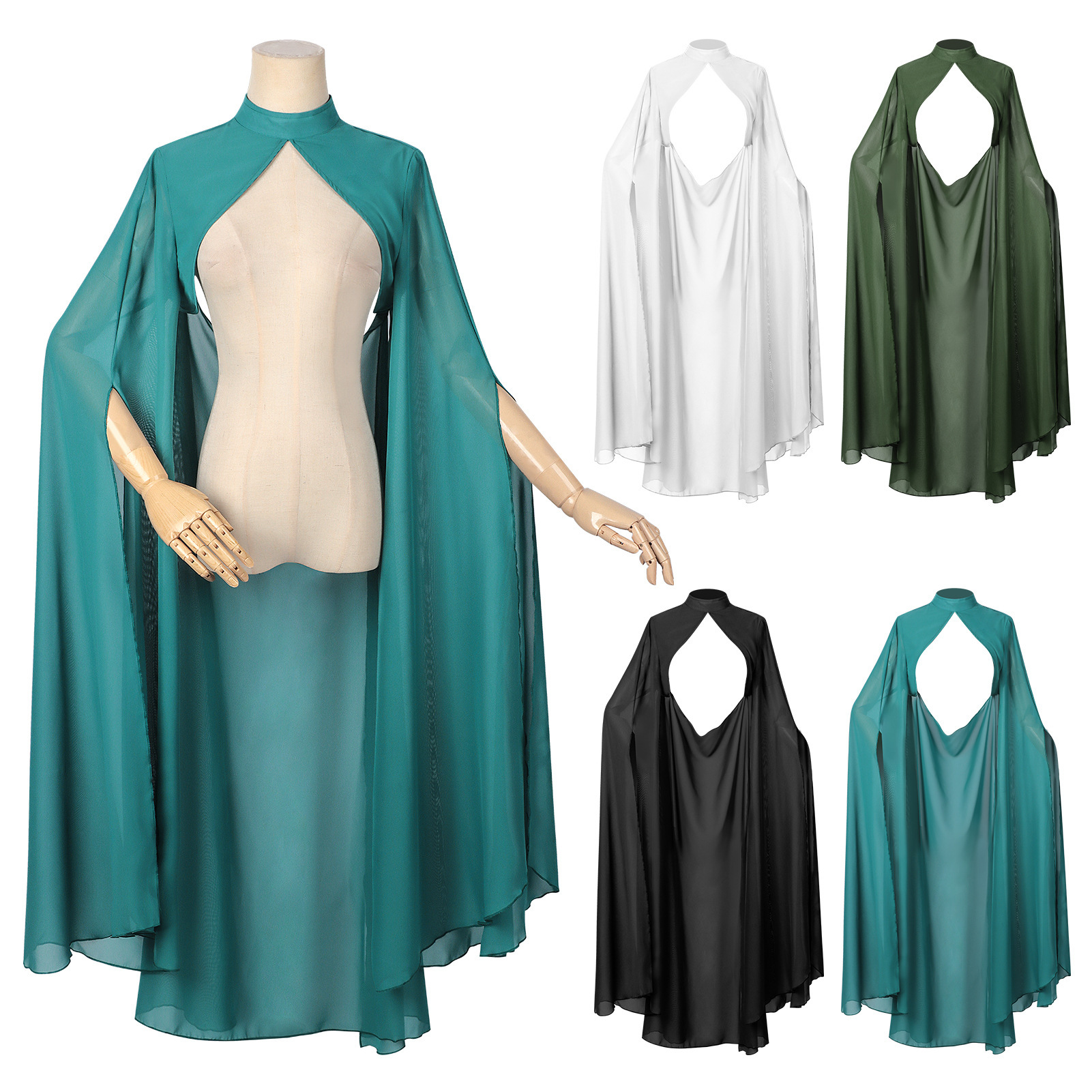 Ethnic Wear In Fashion - Ladies Green Chiffon Shawl Gothic Style