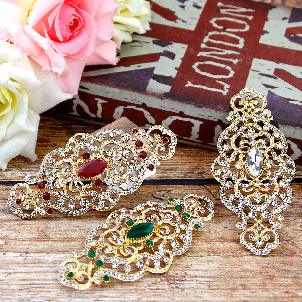 Ethnic Fashion Dubai - Sunspicems Morocco Crystal Women Brooch Gold