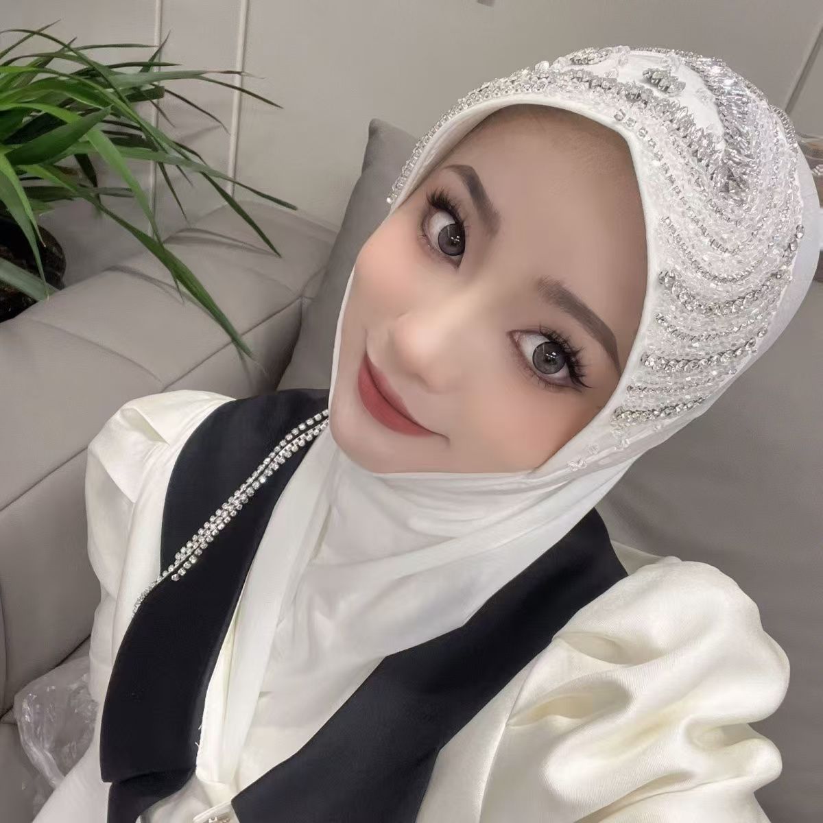 Luxury Hat Hijab Pink Scarf wi - Ethnic Fashion For Women review and price