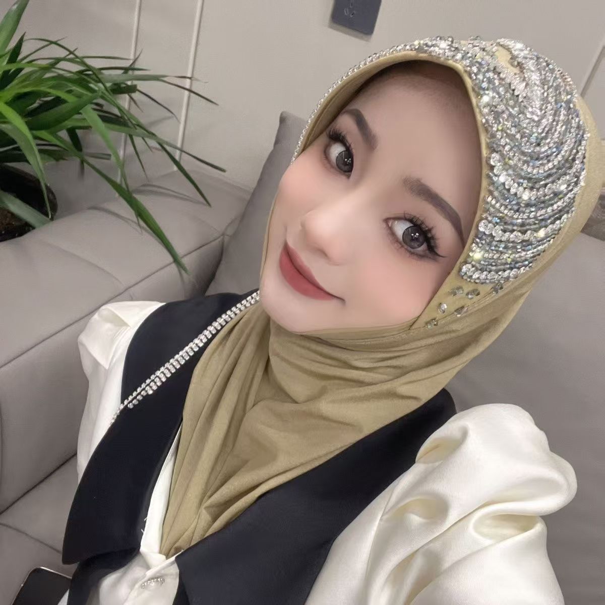 Luxury Hat Hijab Pink Scarf wi - Ethnic Fashion For Women review and price