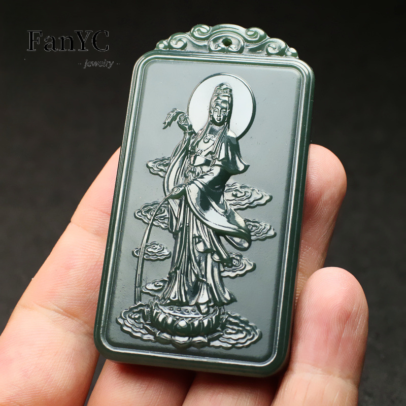 Natural Hetian Jade Qingyu Gua - Ethnic Fashion Men review and price