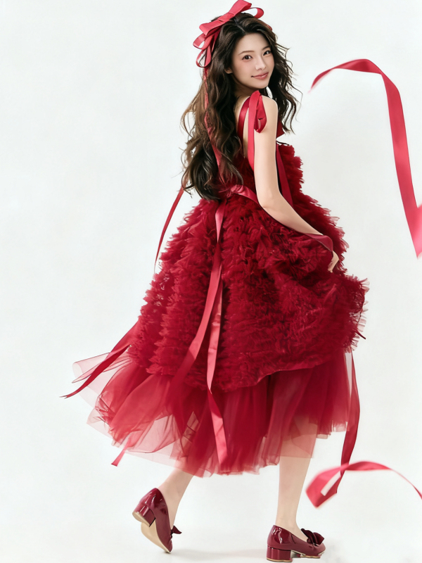 Red Tulle Skirt Artistic Birth - Ethnic Fashion Photography review and price