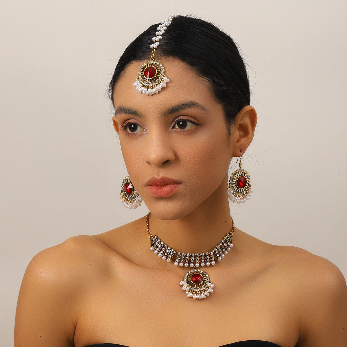 Luxury Gold Color Round Crysta - Ethnic Fashion Dubai review and price