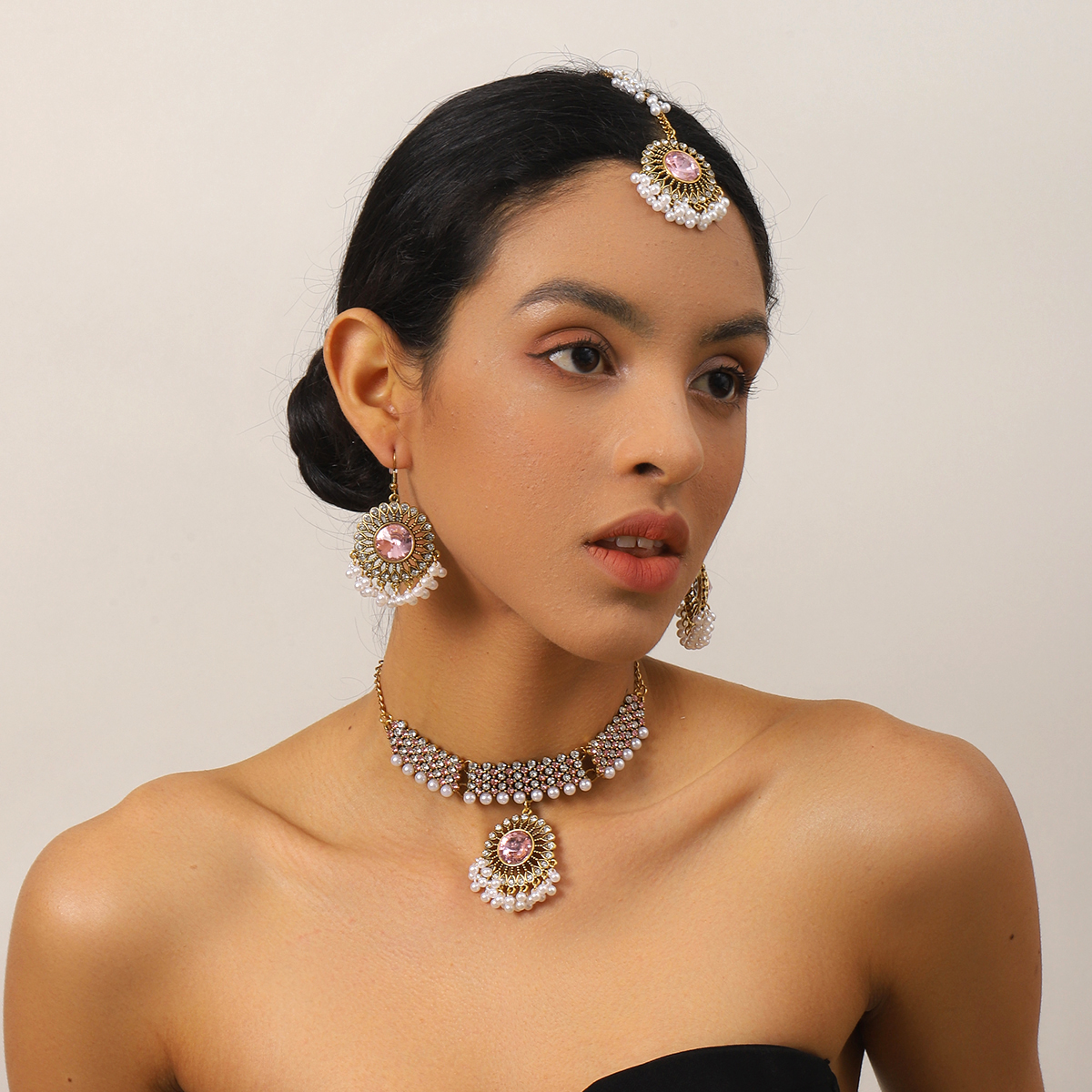 Luxury Gold Color Round Crysta - Ethnic Fashion Dubai review and price