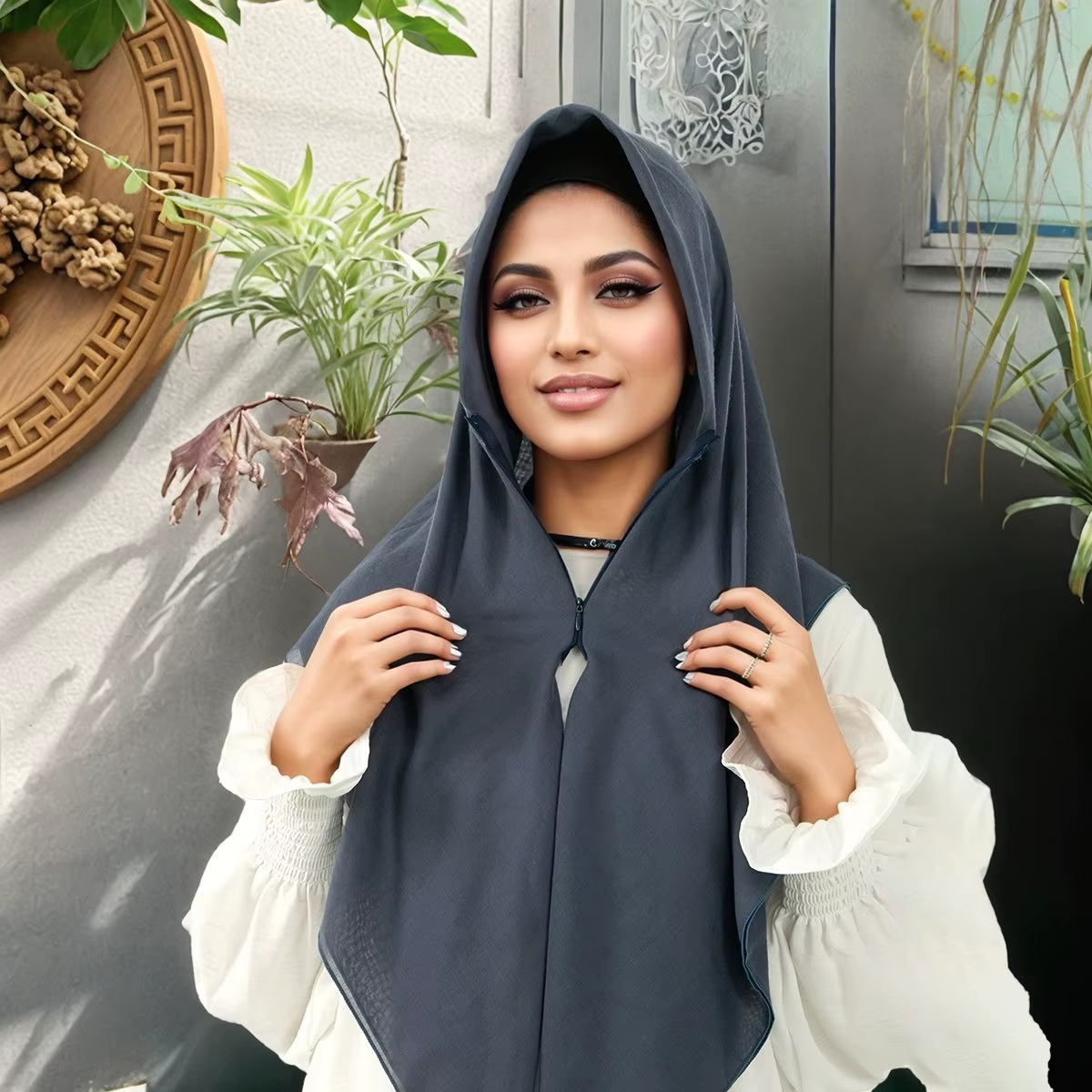 Zipper Design Muslim Hijab Sol - Ethnic Fashion Designer review and price